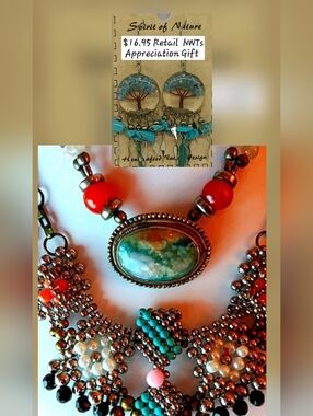 Vintage Gem & Bead Combination Set of 2 Necklaces w Free Appreciation Gift